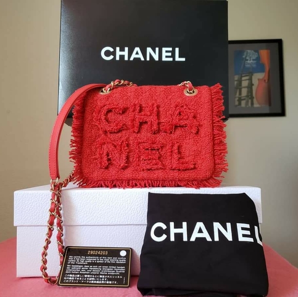 CHANEL Handbags - Chanel single flap red tweed 2020 bag